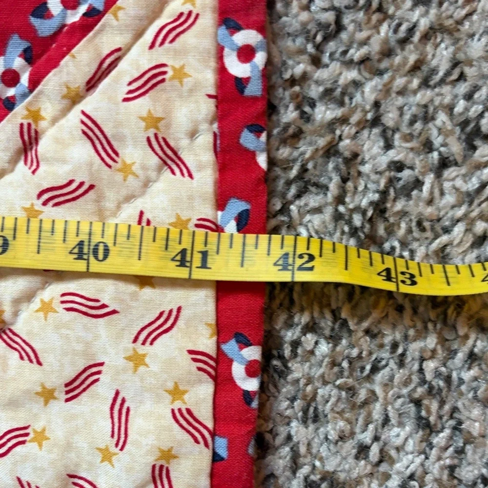 Red and Cream Patchwork Quilt